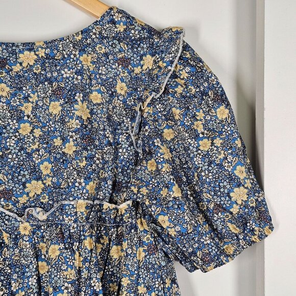 ASOS QED London Cotton Poplin Puff Sleeve Prarie Dress Blue Floral Women 8 NWT - Picture 8 of 14